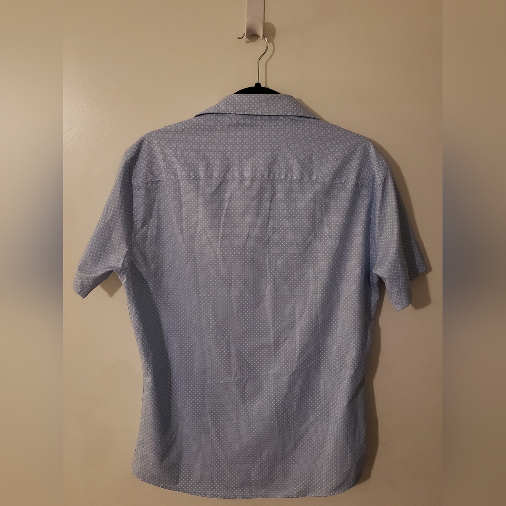 Peter Millar Summer Comfort - Blue Geometric Short Sleeve Button Up - Size: S - Picture 2 of 4